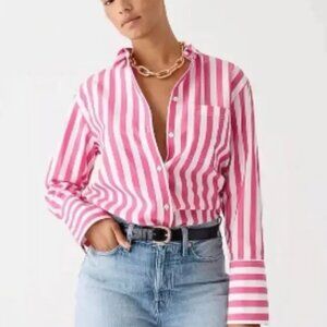 J.Crew Garçon Pink Striped Cabana Button Down size 8
